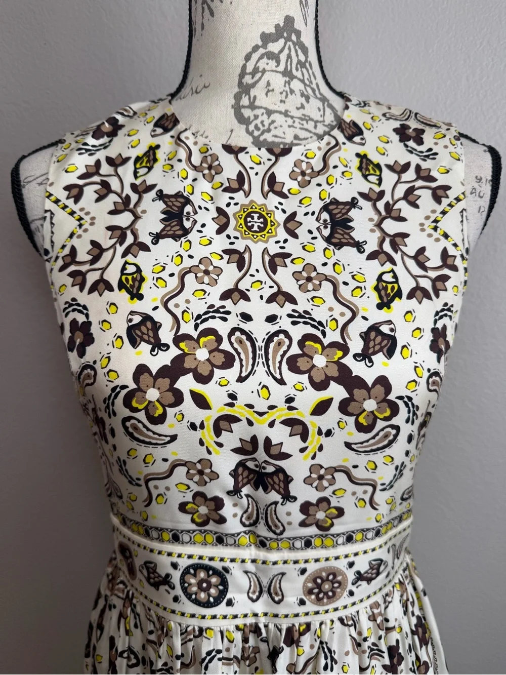 Tory Burch Pisces Dream Print Silk Dress Ivory Floral Luxury Designer Size 2